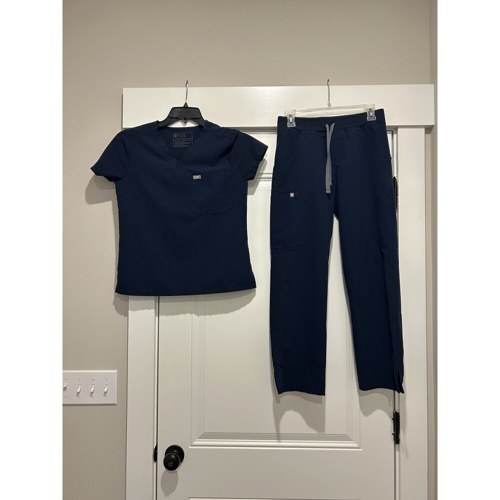 Figs Scrub Set Women's XS - Catarina Top Kade Bottom Navy Blue Scrubs Healthcare